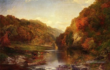 Automne sur le paysage de Wissahickon ruisseau Thomas Moran Peinture à l'huile